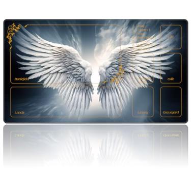 Imagem de DEGDFSGR MTG Playmat 27.5" x 15.74" Non-Slip Rubber Base Commander Playmat for Magic The Gathering, Sacred Angel Wing