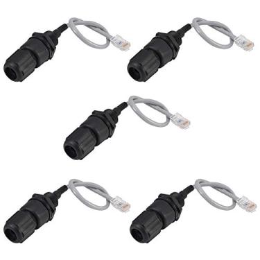 Imagem de ANMBEST 5 peças M25 RJ45 à prova d'água Cat5/5e/6 8P8C conector de cabo Ethernet LAN IP67 cabeça dupla com escudo Cat5E cabo de rede adaptador de acoplador LAN externo macho para fêmea