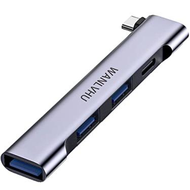 Imagem de Hub USB C para laptop, divisor USB C portátil com porta de carregamento tipo C e porta USB 3.0 para MacBook Pro/Air, Surface Pro, teclado, pen drive (hub USB C com porta de carregamento)