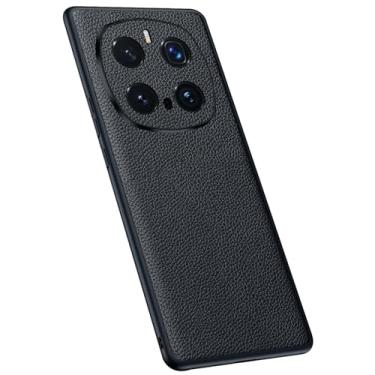 Imagem de POYUFRG Capa ultrafina para Honor Magic 7 Pro/7, couro genuíno feito à mão, luxuosa, com tudo incluído, proteção de lente, cobertura de textura de lichia, preta, 15