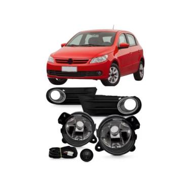 Imagem de Kit Farol de Milha Gol G5 2008 a 2012 Moldura Cromo Botão Tic Tac 2 Pi