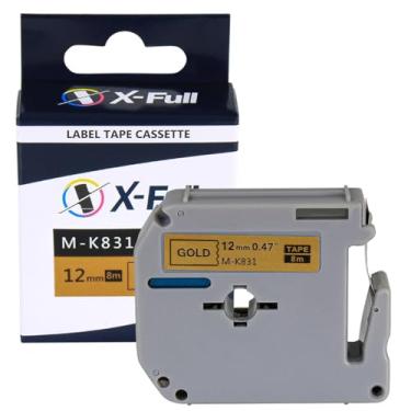 Imagem de Fita Rotuladora Compatível para M-K831 MK831 MK-831 para PT-70 PT-80 PT-85 Marca X-Full (M-K831 Dourada e Letra Preta, 12mm x 8m)