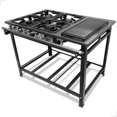 Imagem de Fogão Industrial 4 Bocas Misto Com Chapa Baixa Pressão 30x30 Cozinha G