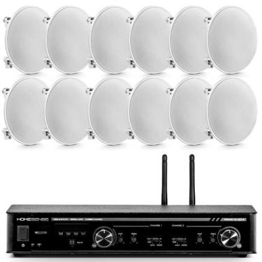 Imagem de Kit Som Ambiente Home Sense 320.4 + 12 Som Arandela Embutir - Frahm