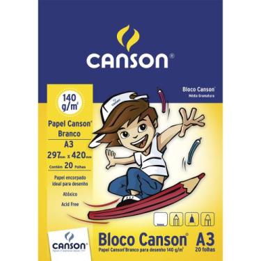 Imagem de Bloco de Papel Canson Branco Infantil 140g A3 20 Folhas
