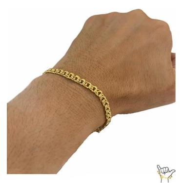 Imagem de Pulseira Masculina 5mm Friso Duplo Banhado A Ouro 18k Luxo - ToJoia18k