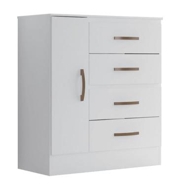 Imagem de Cômoda Sapateira para Quarto 1 Porta 4 Gavetas Lisa