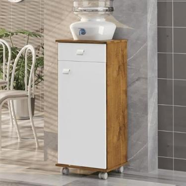 Imagem de Balcão Bianca Com Rodinhas 1 Porta 1 Gav Castanho/branco