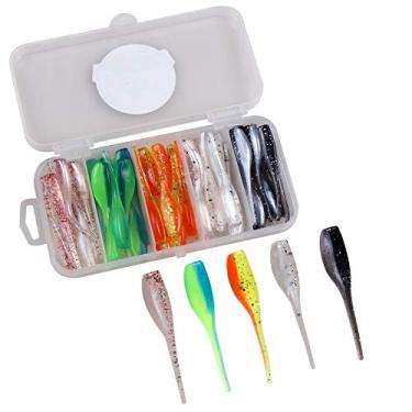 Imagem de JOHNCOO Kit de iscas artificiais macias e artificiais de 50 peças multicoloridas, 5 cm, para pesca
