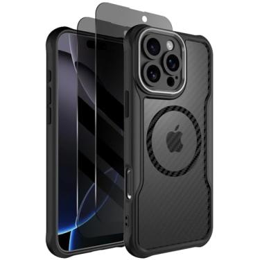 Imagem de Dahkoiz Capa para iPhone 16 Pro Max, compatível com MagSafe, com protetor de tela de privacidade X2, [proteção da câmera] [proteção contra quedas de 4,5 metros] Capa magnética fina e leve para iPhone