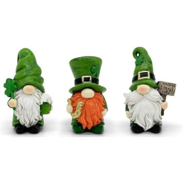 Imagem de Uniboho Decorações de Dia de São Patrício - Gnomos do Dia de São Patrício, 3 peças para decoração do dia de São Patrício, estatueta de duende irlandês verde para decoração do dia de São Patrício,