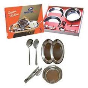 Imagem de Conjunto Multiuso Baixelas Inox 4 Peças Aço Inox Para Servir - Madefer