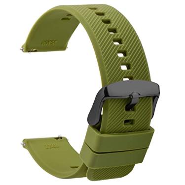 Imagem de TStrap Pulseiras de relógio de silicone de borracha - pulseira verde de liberação rápida macia - pulseira de relógio militar impermeável para homens e mulheres - para relógios inteligentes de