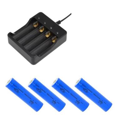 Imagem de Kit 1 Carregador Duplo De 4 Slot Bateria 26650 Mais 4 Bateria De Grand