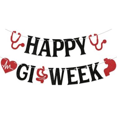 Imagem de Faixa Happy GI Week - Placa Happy GI Nurses & Associate Week, decoração de enfermeira de endoscopia, decorações de semana de gastroenterologia, glitter preto