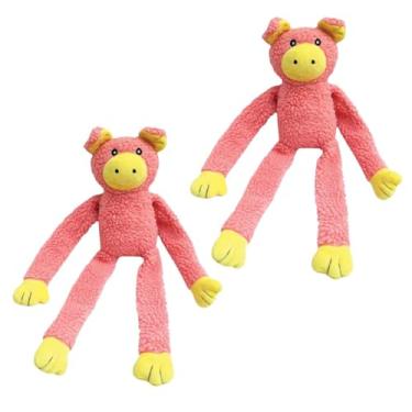 Imagem de KIT 2 PORCOS GRANDES DE PELÚCIA Brinquedo Mordedor Porco Interativo com Apito Som para Cachorro Pet