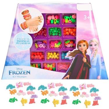 Imagem de Kit Miçangas Frozen Disney Coloridas Pulseira Colar 72 Peças - Etitoys