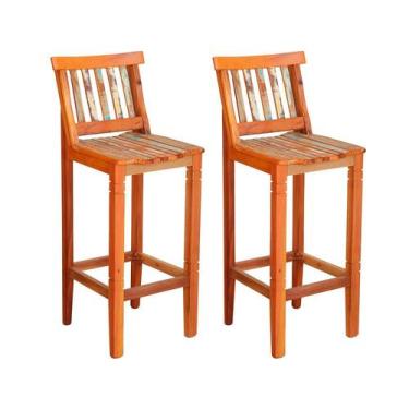 Imagem de Conjunto 2 Banquetas Alta Madri com Encosto Madeira Demolição Pátina -