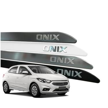 Imagem de Friso Lateral para Onix 2012 a 2025 Onix Plus 2020 a 2025 Escrita Cromada Alto Relevo (FACÃO, PRETO OURO NEGRO)