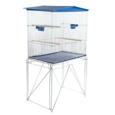 Imagem de Viveiro Para Pássaros Dobrável Médio Azul Teto Slim