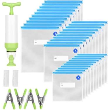 Imagem de HARMONY PALACE Pacote com 30 sacos de sous vide reutilizáveis sacos seladores de alimentos a vácuo sacos com zíper para armazenamento de alimentos de cozinha, saco de compressão, cozimento sous vide