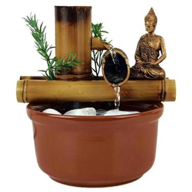 Imagem de Fonte De Mesa Agua Buda Hindu Cascata Bambu Decorativa 19cm - NoBrand,