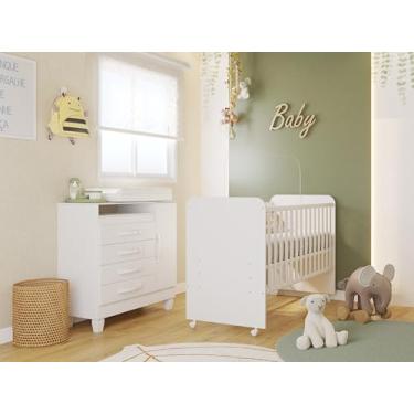 Imagem de Quarto Infantil Completo Com Berço Americano Com Grade De Proteção Lateral Conforto Luxo Com Cômoda Premium Infantil Elegante Moderno Cantinho Do Bebê Funcional Aconchegante Cor Branco/MultiFlex