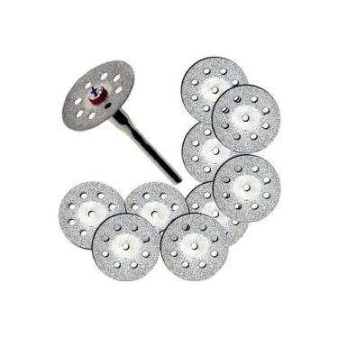 Imagem de 10 Discos Diamantado 22mm P/ Micro Retifica Dremel + 2 Haste - PIATC