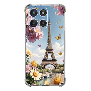 Imagem de Beaucov Capa para Moto G Stylus 2025, Torre Eiffel, borboleta, flores, proteção contra quedas, à prova de choque, capa protetora de corpo inteiro resistente a arranhões para Motorola Moto G Stylus