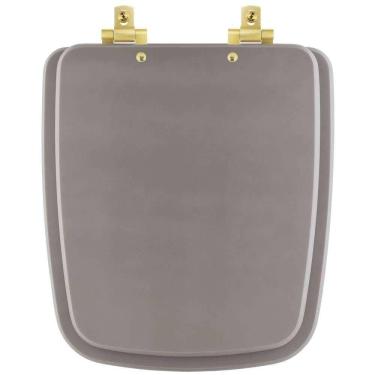 Imagem de Assento Sanitário Mdf Soft Close Boss Stone (cinza Fosco) Para Vaso Incepa Com Ferragem Dourada