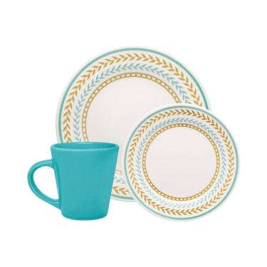 Imagem de Aparelho de Jantar e Lanche 12 Peças Biona Louros em Cerâmica – Estampado