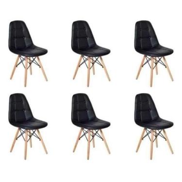 Imagem de Conjunto De Cadeiras Eames Eiffel Botonê DSW Preto 6 Peças - Decoresho