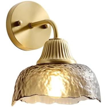 Imagem de Luminária de parede vintage de vidro de meados do século com fundo de cobre, escada de entrada para sala de estar com base criativa (formato 1)