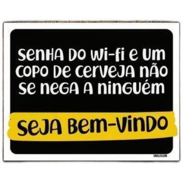 Imagem de Kit 5 Placas Senha Do Wifi Copo Cerveja Bem Vindo - Sinalizo