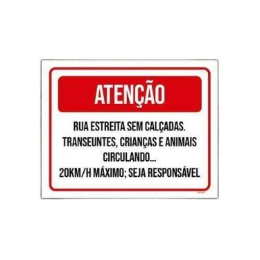 Imagem de Placa Sinalização - Atenção Rua Estreita Sem Calçada 27X35 - Sinalizo