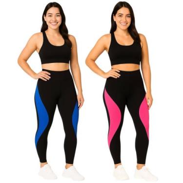 Imagem de Kit c/ 2 CALÇAS LEG Legging REDINHA Cintura Alta Fitness Treino Casual