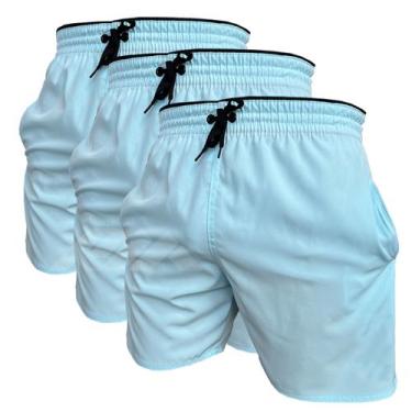 Imagem de Kit 3 Short Azul Bebe de Elastano Dry fit Bermuda de Praia Piscina e A