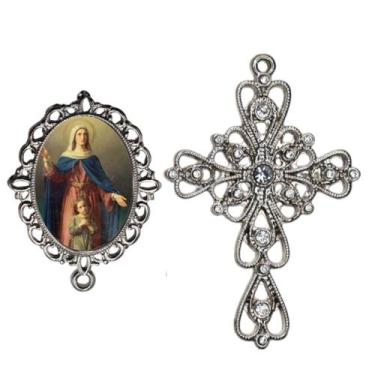 Imagem de Crucifixo Arabesco Terço de Noiva Relicario Santa Ana Peças para Monta