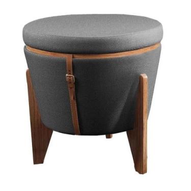 Imagem de Pufe Puff Flex Espuma D33 Cinza 50cm Com Madeira Tauari - Marfran Move