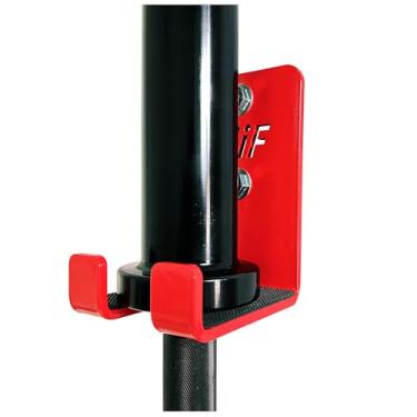 Imagem de SIWOOD Suporte Para Barra Olímpica, De Parede Ginástica Garagem, Montagem Vertical, Acessório Comercial Ou Doméstico Que Economiza Espaço, Suporta Tamanhos Menores 33 Mm (1 Gancho Vermelho)