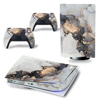 Imagem de Skin Sticker for PS5 Disc Console and Wireless Controllers, Protective Vinyl Decal Full Cover Wrap for Disc Edition (Grey)