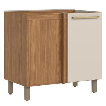 Imagem de Balcão Canto Reto Requinte 1 Porta sem Tampo - Móveis Henn, Nature/Are