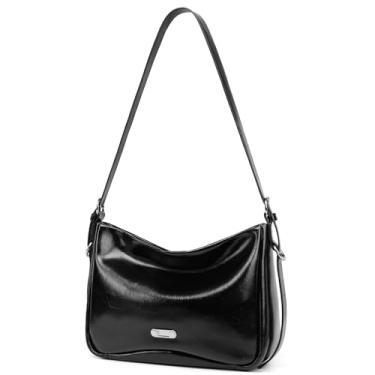 Imagem de Bolsa tiracolo feminina de couro LA FESTIN Hobo com fecho de zíper, Preto