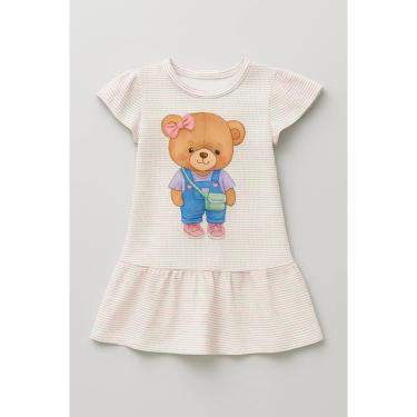 Imagem de Vestido Kukie Infantil Ursinho Fofo Algodão Menina-Feminino