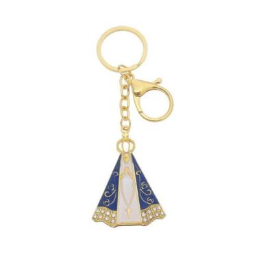 Imagem de Chaveiro Nossa Senhora Aparecida c/ Strass - Santinhos do Brasil