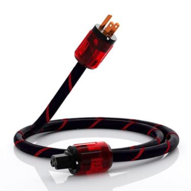 Imagem de Monosaudio 12AWG HiFi Audio Power Cable Pure Copper High Purity OFC Audiophile Power Cord Gold Plated Plug 125V 15A Braided Power Cable HiFi Power Cable for Speaker,Sub,Turntable,Amp,DAC（6.6Ft/2M）