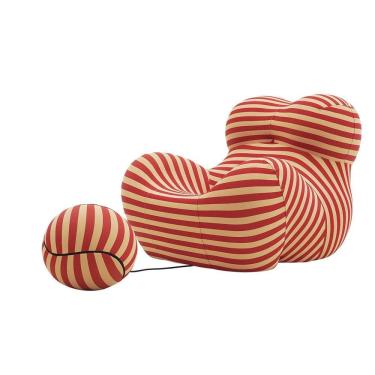 Imagem de Poltrona Up5 Bb Italia La Mamma Com Puff Listrado Vermelha