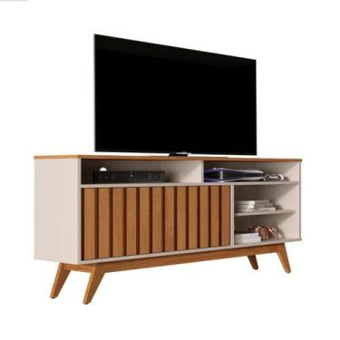 Imagem de Rack Para TV De Até 55 Polegadas Pés Em Madeira Três Prateleira Turin 