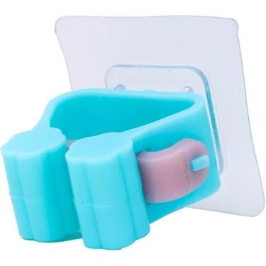 Imagem de Suporte Parede Pendurar Vassoura Rodo Pá Organizador Adesivo Cor:Azul. Perfeito para Você Organizar seus Materiais de Limpeza Doméstica, Chega de Vassouras Encostadas ou Largadas na Parede.
