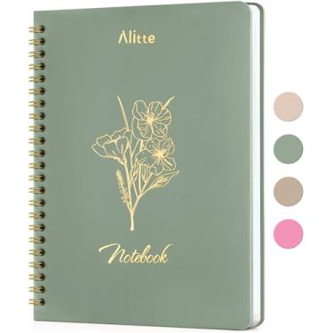 Imagem de Cadernos de trabalho, pequeno e fofo diário espiral de capa dura verde 15 x 23 cm, 100 páginas | Cadernos pautados e blocos de escrita estéticos para mulheres, estudantes, escritório, escola, papel